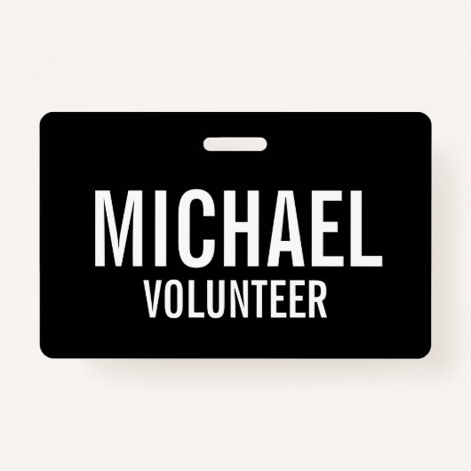 Zwarte Voluntbadge met aangepaste naam Badge (Voorkant)
