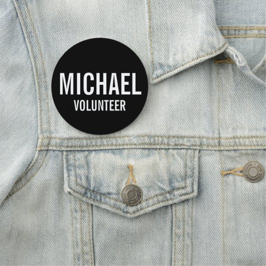 Zwarte Voluntbadge met aangepaste naam Naamplaatje (In situ)