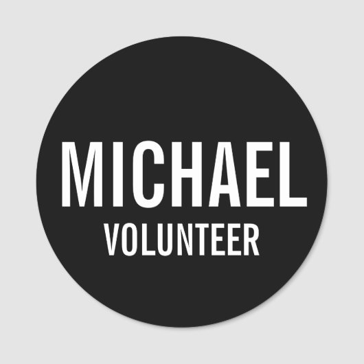 Zwarte Voluntbadge met aangepaste naam Naamplaatje (Voorkant)