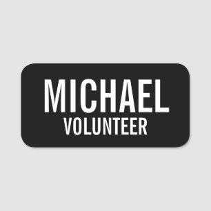 Zwarte Voluntbadge met aangepaste naam Naamplaatje