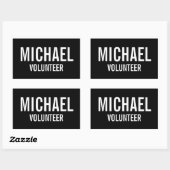 Zwarte Voluntbadge met aangepaste naam Rechthoekige Sticker (Vel)