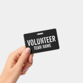 Zwarte Volunteer-badge met de naam van het aangepa Badge (Handheld)