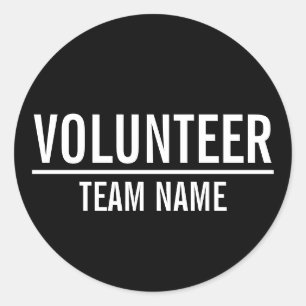Zwarte Volunteer Badge met de naam van het Team va Ronde Sticker