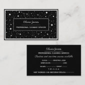 Zwarte vonken voor professionele reiniging visitekaartje (Voorkant / Achterkant)