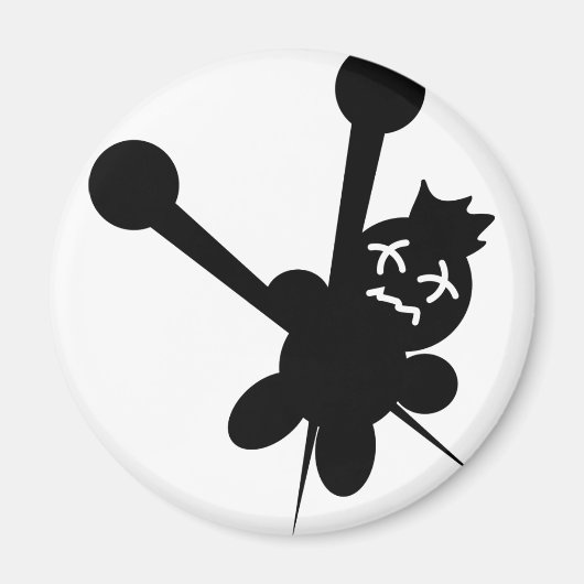 zwarte voodoo doll naalden martelen magneet (Voorkant)