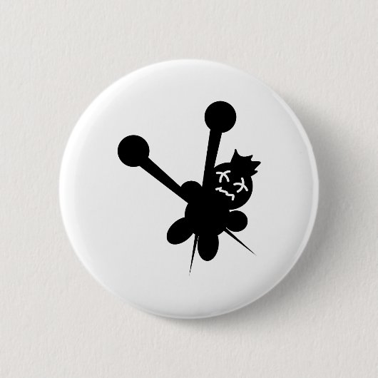 zwarte voodoo doll naalden martelen ronde button 5,7 cm (Voorkant)