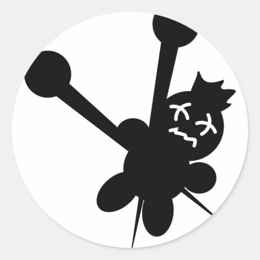 zwarte voodoo doll naalden martelen ronde sticker (Voorkant)