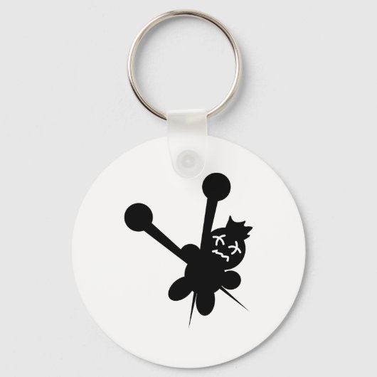 zwarte voodoo doll naalden martelen sleutelhanger (Voorkant)