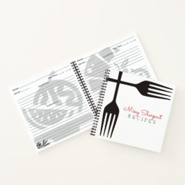 zwarte vorken, recept notebook met een persoonlijk notitieboek