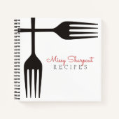 zwarte vorken, recept notebook met een persoonlijk notitieboek (Voorkant)