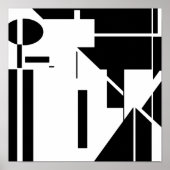 Zwarte vormen op witte MCM Abstracte kunst Poster (Voorkant)