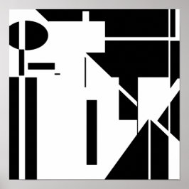 Zwarte vormen op witte MCM Abstracte kunst Poster