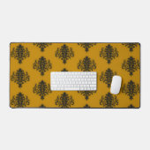 Zwarte vouw op mosterdgeel patroon bureaumat (Keyboard & Muis)