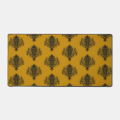 Zwarte vouw op mosterdgeel patroon bureaumat (Voorkant)