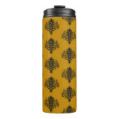 Zwarte vouw op mosterdgeel patroon thermosbeker (Voorkant)