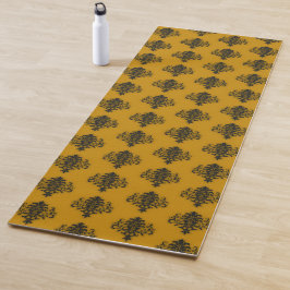 Zwarte vouw op mosterdgeel patroon yogamat