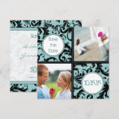 Zwarte vraag op Aqua Wedding Save the Date (Voorkant / Achterkant)