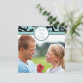 Zwarte vraag op Aqua Wedding Save the Date Kaart (Staand voorkant)
