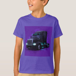 Zwarte vrachtwagen met koplampen aan, door Natasha T-shirt