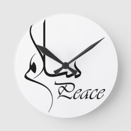 Zwarte vrede met Arabische kalligrafie "Salam" Ronde Klok