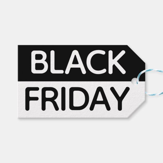 Zwarte Vrijdag - Modern, Minimaal Zwart-wit Cadeaulabel (Voorkant (Horizontaal))