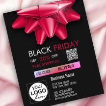 Zwarte Vrijdag Sale Roze Strik QR Code Korting Fly