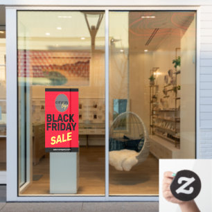 ZWARTE VRIJDAG UITVERKOOP VET ZWART ZAKENLOGO GEEL RAAMSTICKER