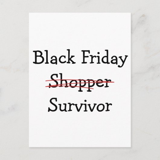 Zwarte vrijdagshopper Survivor-uitrusting en t-shi Briefkaart (Voorkant)