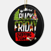 Zwarte Vrijdagshopping Team met kerstrendier Keramisch Ornament (Links)