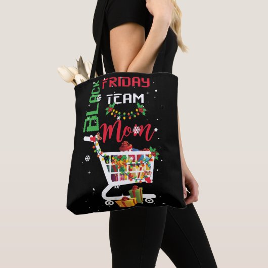Zwarte vrijdagteam Mam Shoping Kerstmis Tote Bag (Dichtbij)