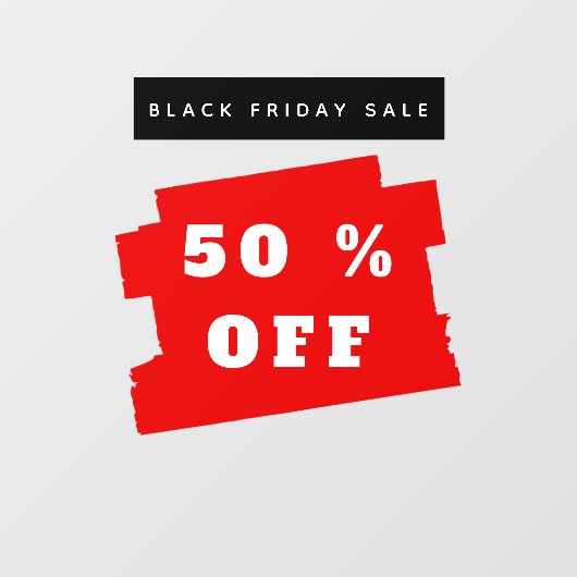 Zwarte vrijdagverkoop 50 % korting op winkelbord v raamsticker (Vel)