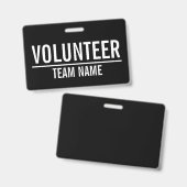 Zwarte vrijwilliger met de naam van het team van d badge (Voor- en achterkant)