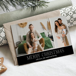 Zwarte vrolijke kerst Elegant 2 foto bericht Feestdagenkaart