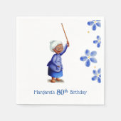 Zwarte Vrouw 80ste Verjaardag Waterverf Bloemen Servet (Voorkant)