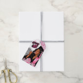 Zwarte vrouw afgestudeerd U at pink cake afstudere Cadeaulabel (Met Touw)