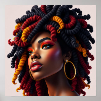 zwarte vrouw Afrikaanse melanine zus bruine huid m Poster