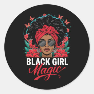 Zwarte vrouw Afro-Amerikaans met vlinders en  Ronde Sticker