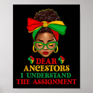 Zwarte vrouw Afro rommelige Bun Beste voorouders J Poster