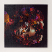 Zwarte vrouw bedekt met bloemen puzzel (Horizontaal)