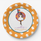 Zwarte Vrouw, Birthday-ballonnen en bloemen, Sinaa Papieren Bordje (Voorkant)