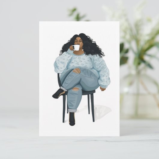 Zwarte Vrouw Blank Kaart (Staand voorkant)