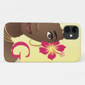 Zwarte vrouw, bloem in haar blonde afro, monogram Case-Mate iPhone case (Achterkant (horizontaal))