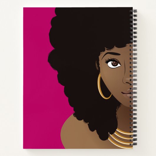 Zwarte Vrouw, Bloem in haar Haar, Uw Initiaal Notitieboek (Achterkant)