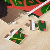 Zwarte vrouw, Bloem in haar, Tropische bladeren, r Legpuzzel (Zijkant)