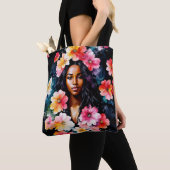 Zwarte Vrouw Bloemstuk Kunst Tote Bag (Dichtbij)