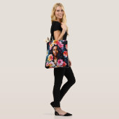 Zwarte Vrouw Bloemstuk Kunst Tote Bag (Op model)