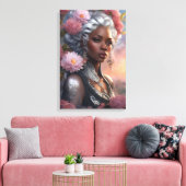 Zwarte Vrouw Bloemtuin Canvas Afdruk (Insitu (Woonkamer))