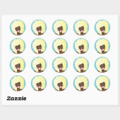 Zwarte Vrouw, Blond Afro, Popping Pink Bubblegum Ronde Sticker (Vel)