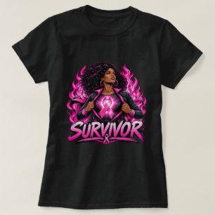 Zwarte Vrouw Borstkanker Overlevende T-shirt, Roze T-shirt