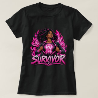 Zwarte Vrouw Borstkanker Overlevende T-shirt, Roze T-shirt